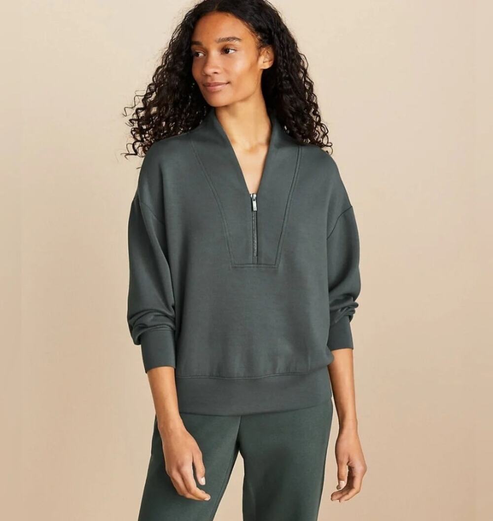 Lou & Grey Half Zip Scubasoft Charcoal Sweatshirt Medium